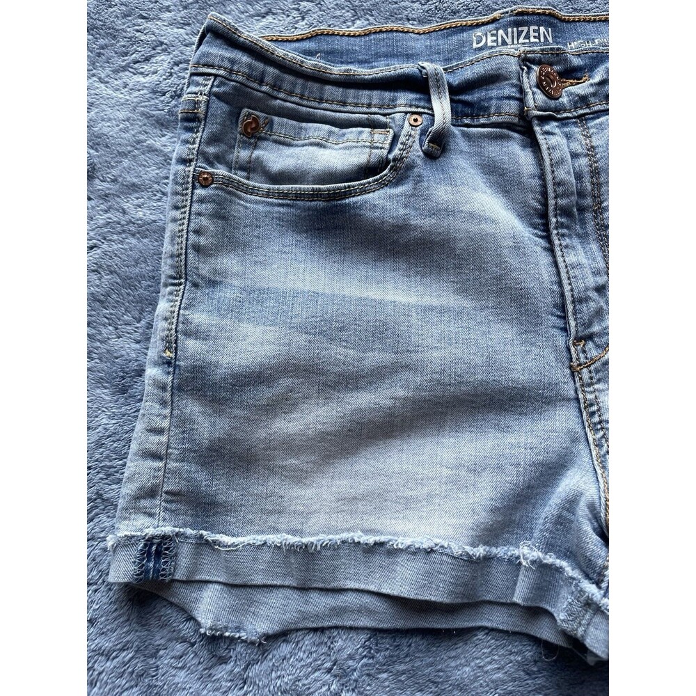 Denizen From Levis Womens Shorts High Rise Shortie Roll Tab Hem Blue Size W30 - Picture 2 of 9